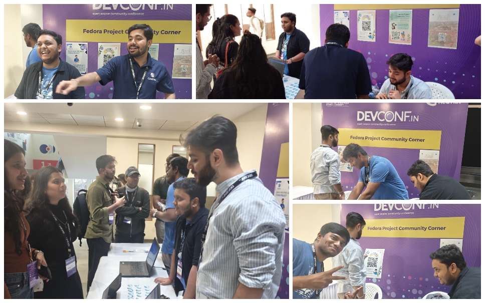 Fedora folks busy at the booth