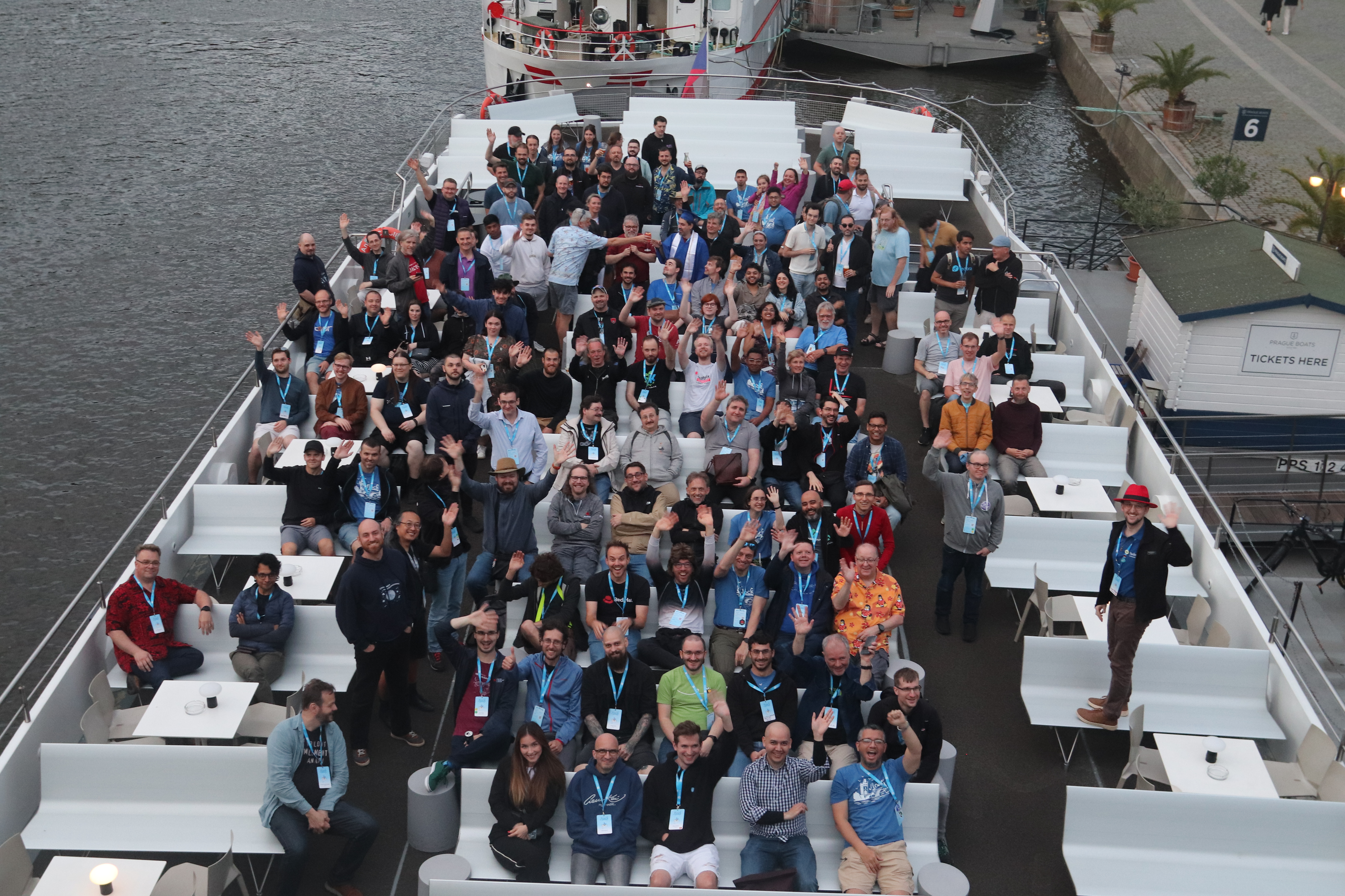 Dining at boat party